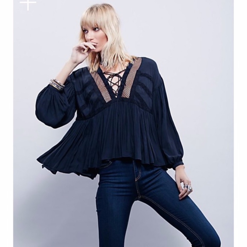free people blouse black size s